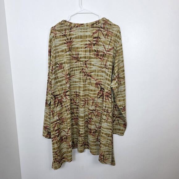 LOGO Lori Goldstein Green Orange Lagenlook Boho Forest Cardigan Size 3X - Picture 4 of 10